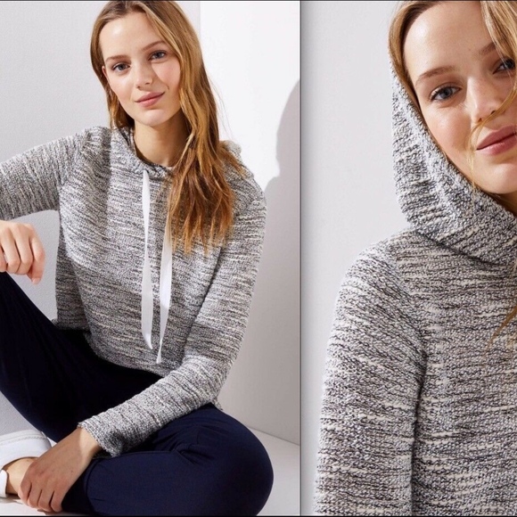 LOFT Tops - NWT LOFT Shimmer Tweed Boucle Hoodie Top XXL